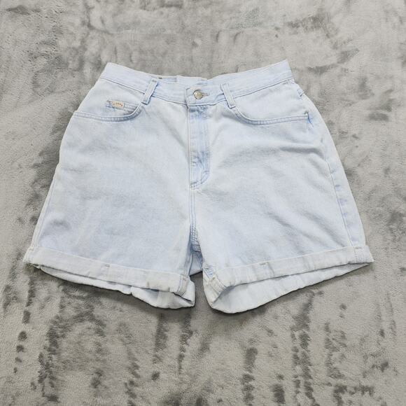 Vintage 90s Riders Shorts Womens 14 Blue Light Wash High Rise Cuffed Jorts Mom - Picture 1 of 12